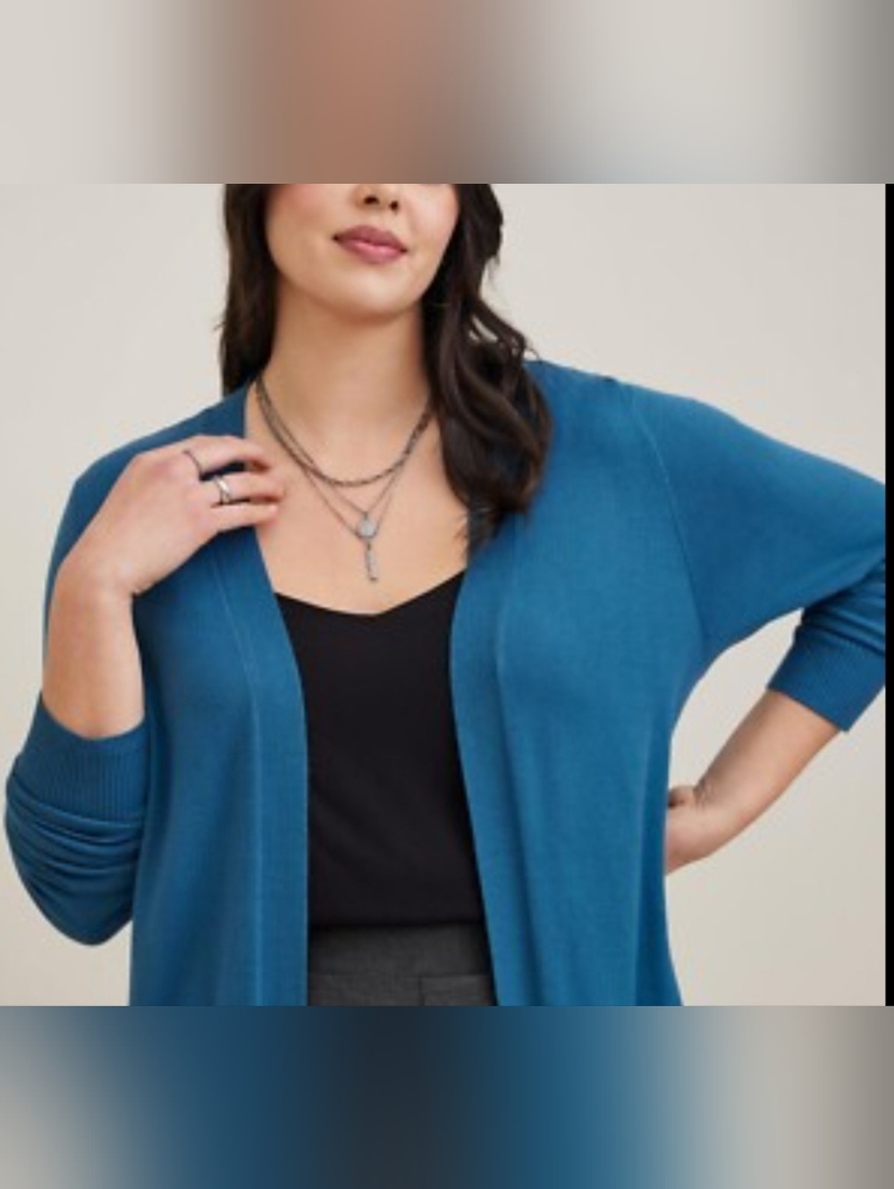 Open-Front Teal Sweater Cardigan